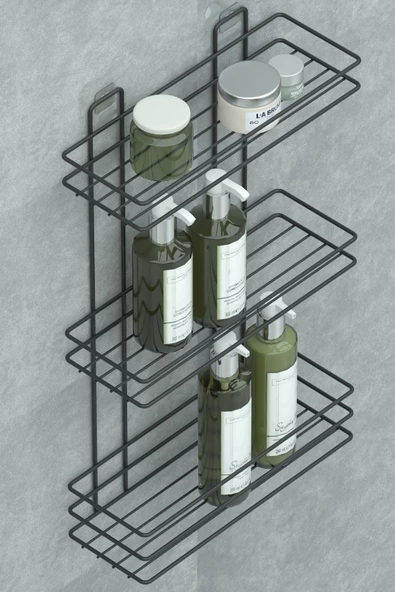Yapışkanlı 3 katlı Banyo Rafı Duş Şampuanlık Duvar Düzenleyici Organizer - 6