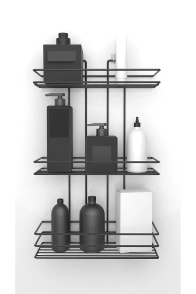 Yapışkanlı 3 katlı Banyo Rafı Duş Şampuanlık Duvar Düzenleyici Organizer - 7