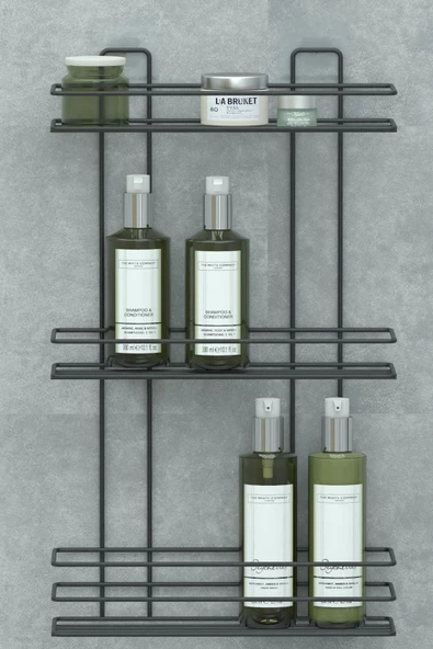 Yapışkanlı 3 katlı Banyo Rafı Duş Şampuanlık Duvar Düzenleyici Organizer - 3