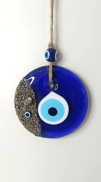 Nazar Boncuklu Deniz Kabuklu Kumlu 12-15 cm Duvar Ağaç Bahçe kapı Balkon Süsü - 3