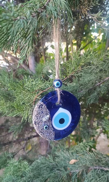 Nazar Boncuklu Deniz Kabuklu Kumlu 12-15 cm Duvar Ağaç Bahçe kapı Balkon Süsü - 4