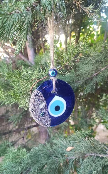 Nazar Boncuklu Deniz Kabuklu Kumlu 12-15 cm Duvar Ağaç Bahçe kapı Balkon Süsü - 5