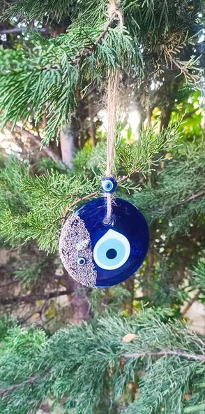 Nazar Boncuklu Deniz Kabuklu Kumlu 12-15 cm Duvar Ağaç Bahçe kapı Balkon Süsü - 2