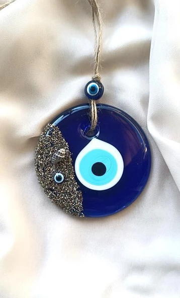 Nazar Boncuklu Deniz Kabuklu Kumlu 12-15 cm Duvar Ağaç Bahçe kapı Balkon Süsü - 6