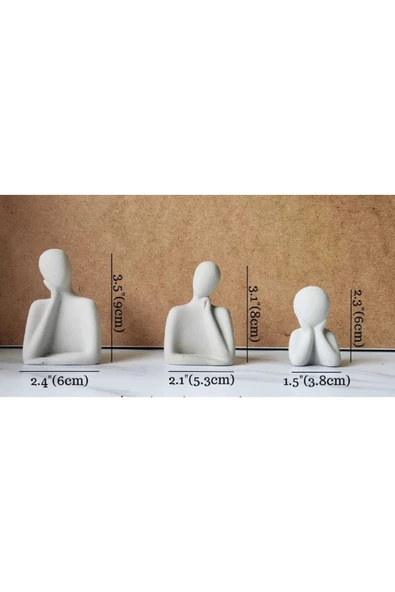3 Kişilik Beton Heykel Obje Biblo Aile Beton Minimal Obje Biblo Aile - 4