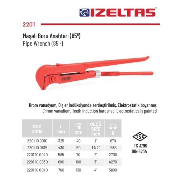 İzeltaş 1" Maşalı Boru Anahtarı 2201 10 0010 - 3