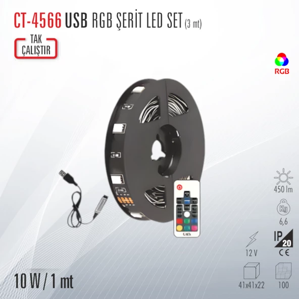 CATA CT-4566 USB RGB ŞERİT LED SET