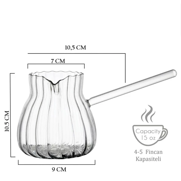 Kapris Borosilikat Isıya Dayanıklı Cam Cezve Kap-017 - 4
