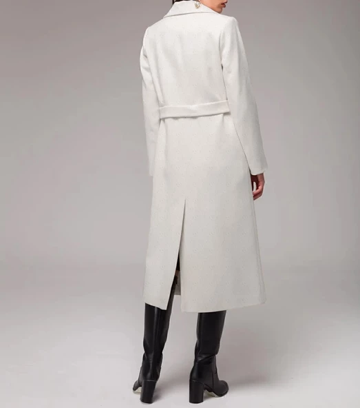 Tam Boy Kaşe Kaşmir Ekru Kaban - 4