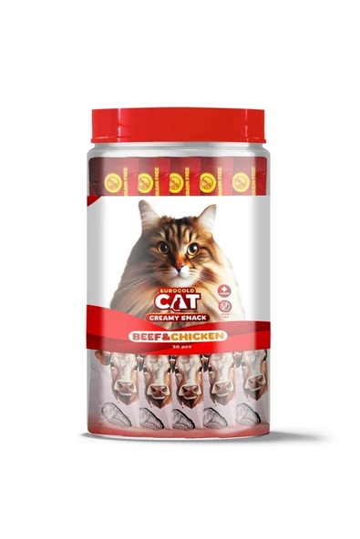 EuroGold Cat Creamy Dana - Tavuk Sıvı Kedi Ödül Maması  30x15Gr