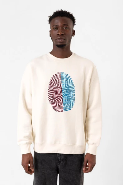 Bordo Mavi Parmak İzi Ekru Erkek 2ip Sweatshirt