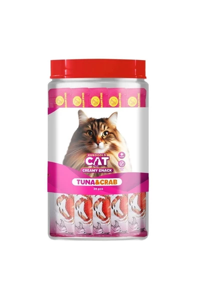 EuroGold Cat Creamy Ton - Yengeç Sıvı Kedi Ödül Maması  30x15Gr