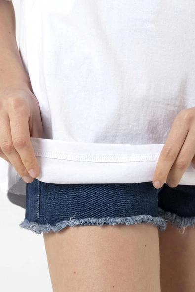 Sarı Lacivert Dna Beyaz Kadın Oversize Tshirt - Resim 3