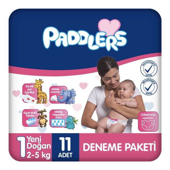 Paddlers Bebek Bezi 1 Numara Yenidoğan 11 Adet (2-5 Kg) Deneme Paketi