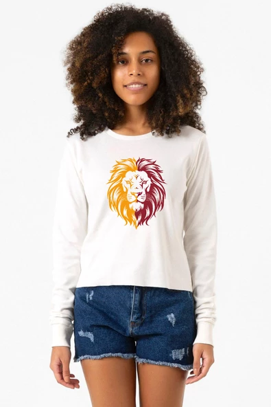 Sarı Kırmızı Leon Ekru Ekstra Uzunkol Sweatshirt - 1