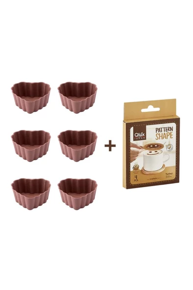 6lı Silikon Kalp Muffin Airfryer Kek Kalıbı ve Pasta Süsleme Şablonu, Kahve, Tatlı Şekillendirici Süsleme Aparatı İkili Set - 2