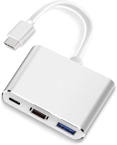 Technow 3'in 1 Type-C to Hdmi 4K USB 3.0 Çevirici Dönüştürücü Adaptör