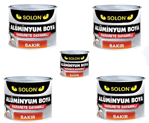 Isıya Dayanıklı 5 Adet Alüminyum Yaldız Boya Bakır 125 Ml. 5 li Paket