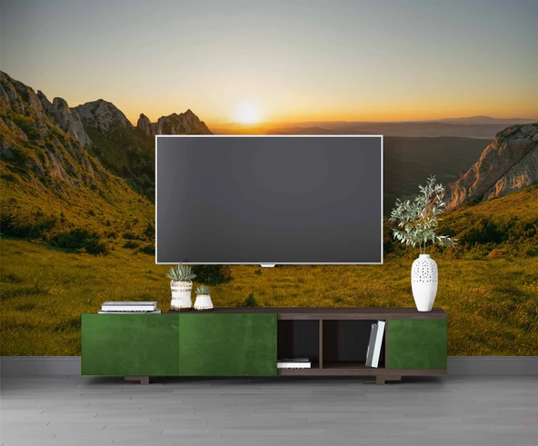 Gündoğumu Dağ Manzaralı Duvar Kağıdı Baskı - Resim 3