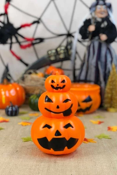 Halloween Bal Kabağı 3 lü Işıklı 22 cm