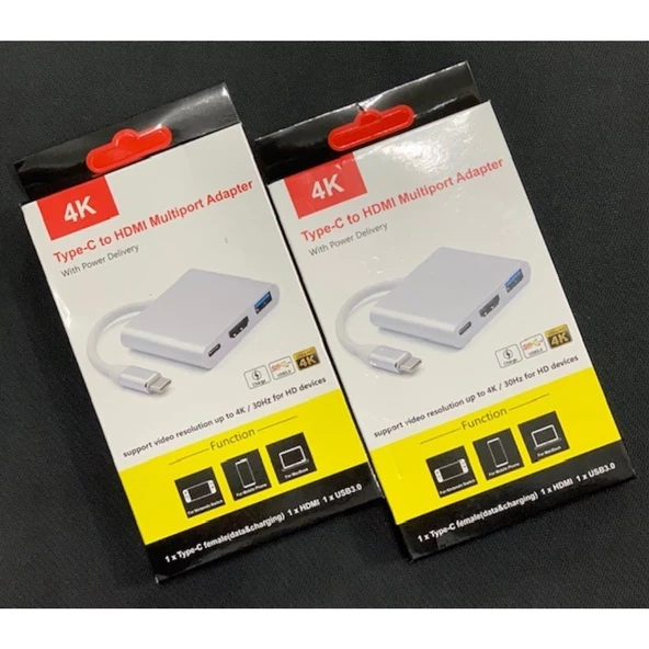 Technow 3'in 1 Type-C to Hdmi 4K USB 3.0 Çevirici Dönüştürücü Adaptör - Resim 4