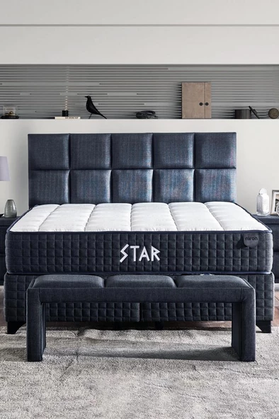 Star Yatak 150x200 cm Çift Kişilik NMS Yaylı Saten Kumaşlı Full Ortopedik Sert Yatak Antrasit Bordür - 3