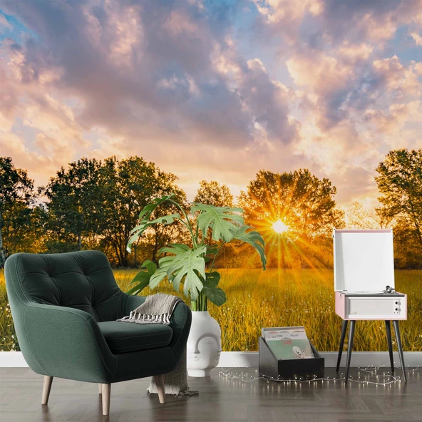 Gündoğumu Doğa Manzaralı Duvar Kağıdı Baskı - Resim 6