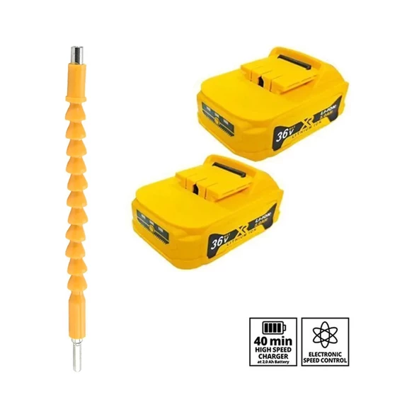 Titan Serisi 58 Vf 8 Ah Süper Set Çelik Şanzumanlı Çift Akülü Profesyonel Şarjlı Vidalama Matkap - 3