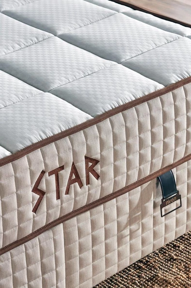 Star Yatak 100x200 cm Tek Kişilik NMS Yaylı Saten Kumaşlı Full Ortopedik Sert Yatak Krem Bordür - 4