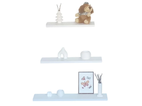 yankı-byeg 40 Cm 50 Cm 60 Cm Üçlü Beyaz Mdf Uçan Duvar Rafı Gizli Bağlantı Kitaplık