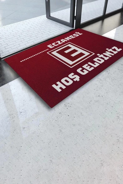 Valerine Life İsme, Kişiye veya Firmaya Özel Eczane Logolu Kırmızı Hoş Geldiniz Kapı Önü Paspası 45x70cm ürün görseli