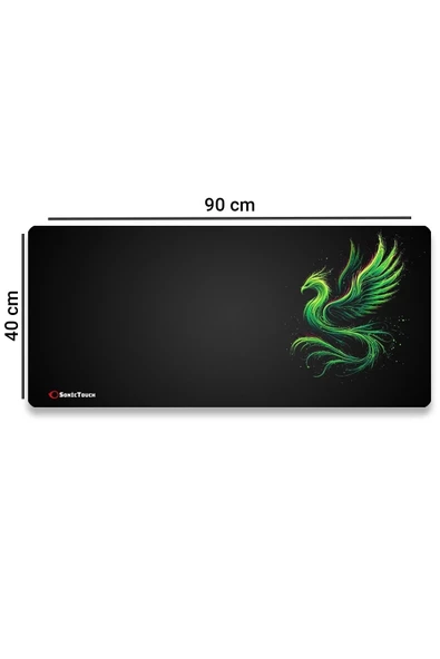 SonicTouch UltraGrand Siyah Neon Yeşili Anka Kuşu Dikişsiz Xxl Gaming Oyuncu Masaüstü Klavye Mouse Pad 40x90Cm - 2