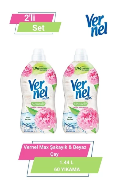 Vernel Max Konsantre Çamaşır Yumuşatıcısı Şakayık Ve Beyaz Çay 2 x 1440 ML