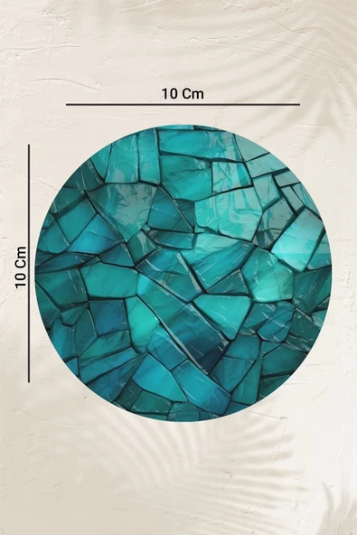 Valerine Life Turkuaz Doğal Taşlar Yıkanabilir Kaymaz Ofis Çay ve Fincan Bardak Altlığı 10x10cm 6 Adet - 2