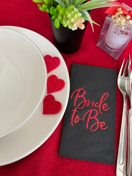 Kırmızı Yaldızlı Siyah Bride To Be Peçete 16 lı - 2