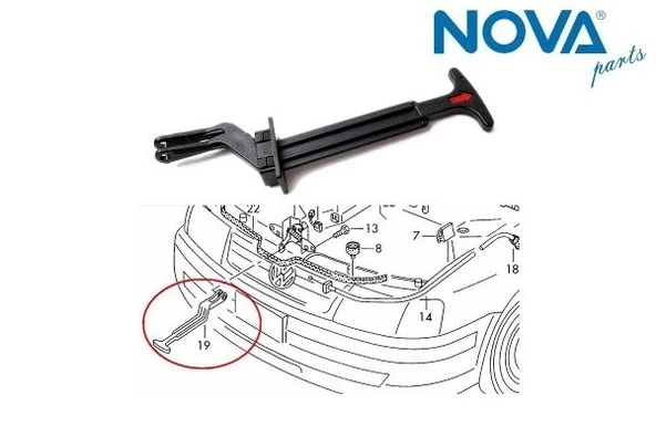 3B0823593C Motor Kaput Açma Çubuğu Passat 1997-2000 ürün görseli 1