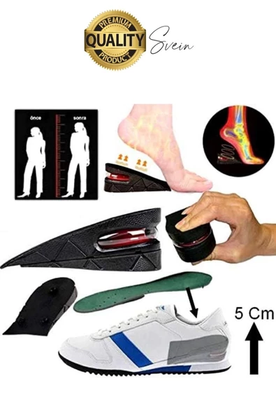 Özel Üretim 5 cm Boy Uzatan Unisex Görünmeyen Gizli Topuk Yükseltici Hava Yastıklı Destekli Tabanlık - 2
