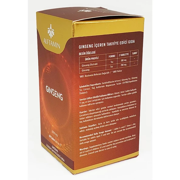 Alftamin Ginseng İçeren Takviye Edici Gıda 1000 mg 60 Tablet - 4