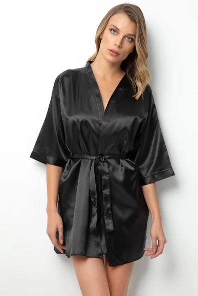 Miorre Kuşaklı Saten Sabahlık - 6