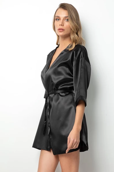 Miorre Kuşaklı Saten Sabahlık - 4