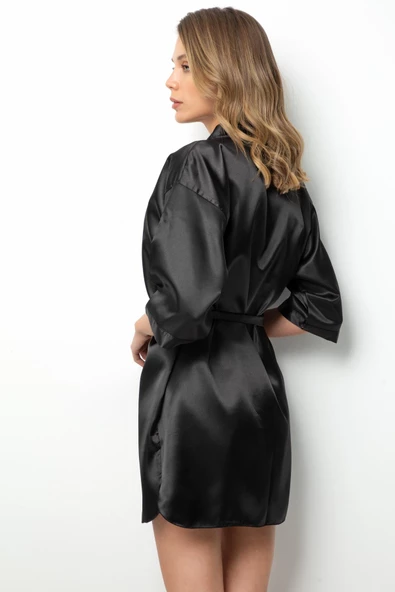 Miorre Kuşaklı Saten Sabahlık - 3