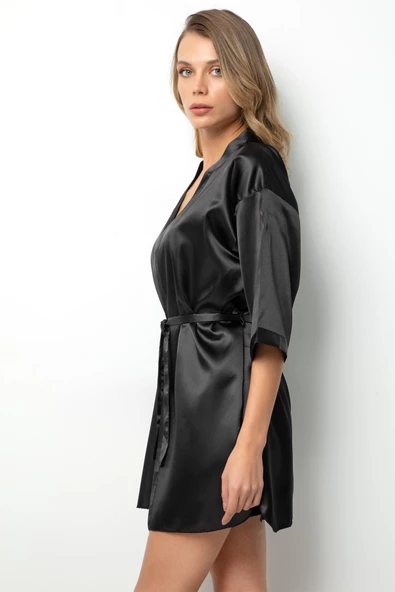 Miorre Kuşaklı Saten Sabahlık - 8