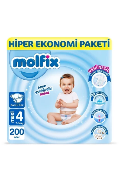 Molfix   Bebek Bezi Ultra Fırsat Paketi Maxi 4 No 200 Lü