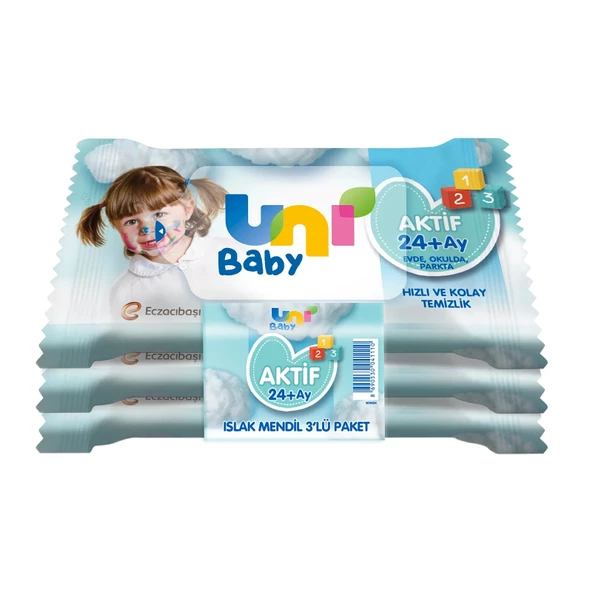 Uni Baby Aktif Islak Cep Mendili 3lü 45 Yaprak