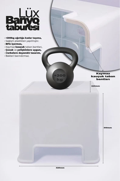 Lüx Banyo Taburesi 200 Kg Kapasite - 3