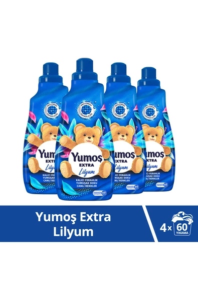 Yumoş   Extra Konsantre Çamaşır Yumuşatıcısı Lilyum 1440 ml 60 Yıkama 4 Adet