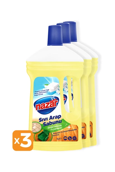 Nazar   Beyaz Sabun Kokulu Sıvı Arap Sabunu 1 Litre X 3 Adet