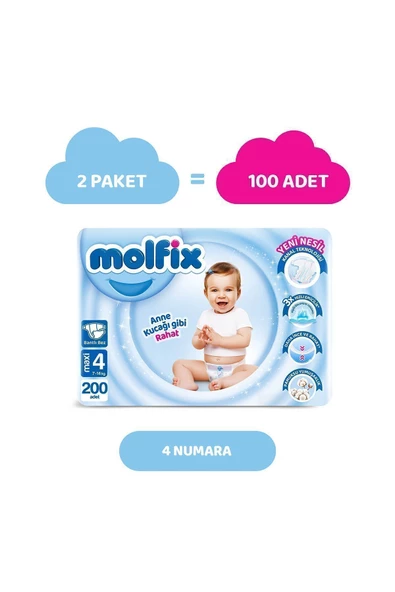 Molfix   Bebek Bezi Ultra Fırsat Paketi Maxi 4 No 200 Lü - 2