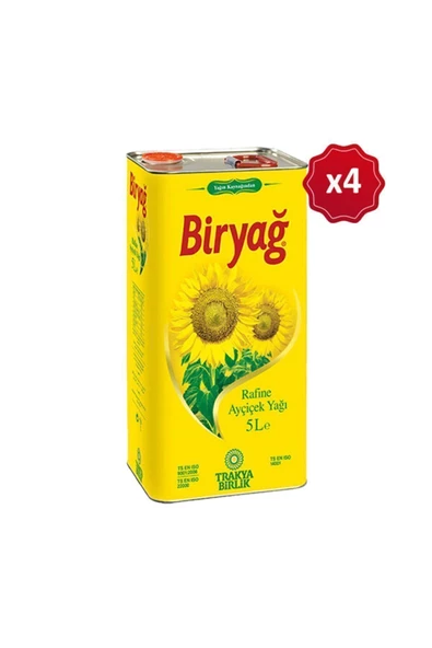 Biryağ   Trakyabirlik Ayçiçek Yağı 5 Lt X 4 Adet