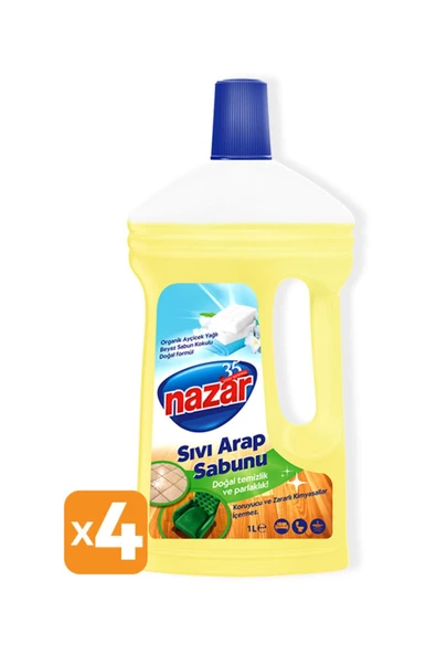 Nazar   4'lü Sıvı Arap Sabunu Beyaz Sabun Kokulu Sıvı Arap Sabunu 1 Litre X 4 Adet